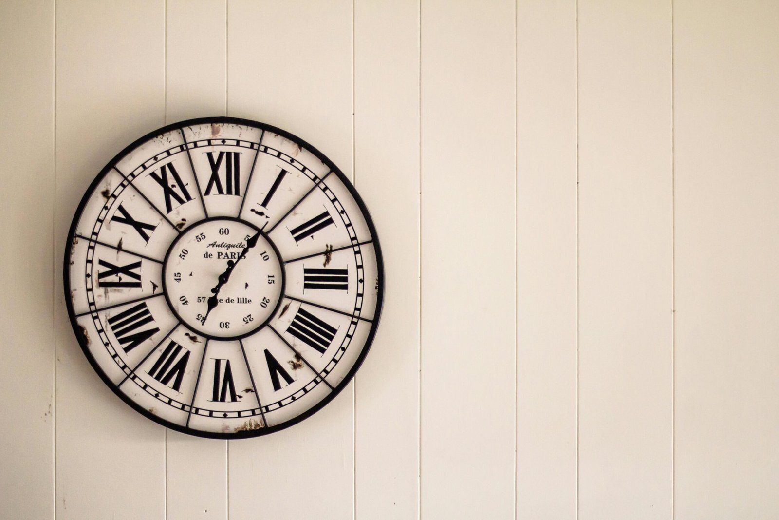 Clock on a white wall